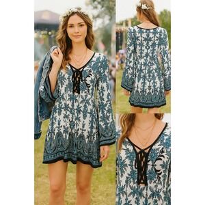 C‎ & V Chelsea & Violet Dress Small Paisley w/Tassels Boho Chiccore Cottagecore